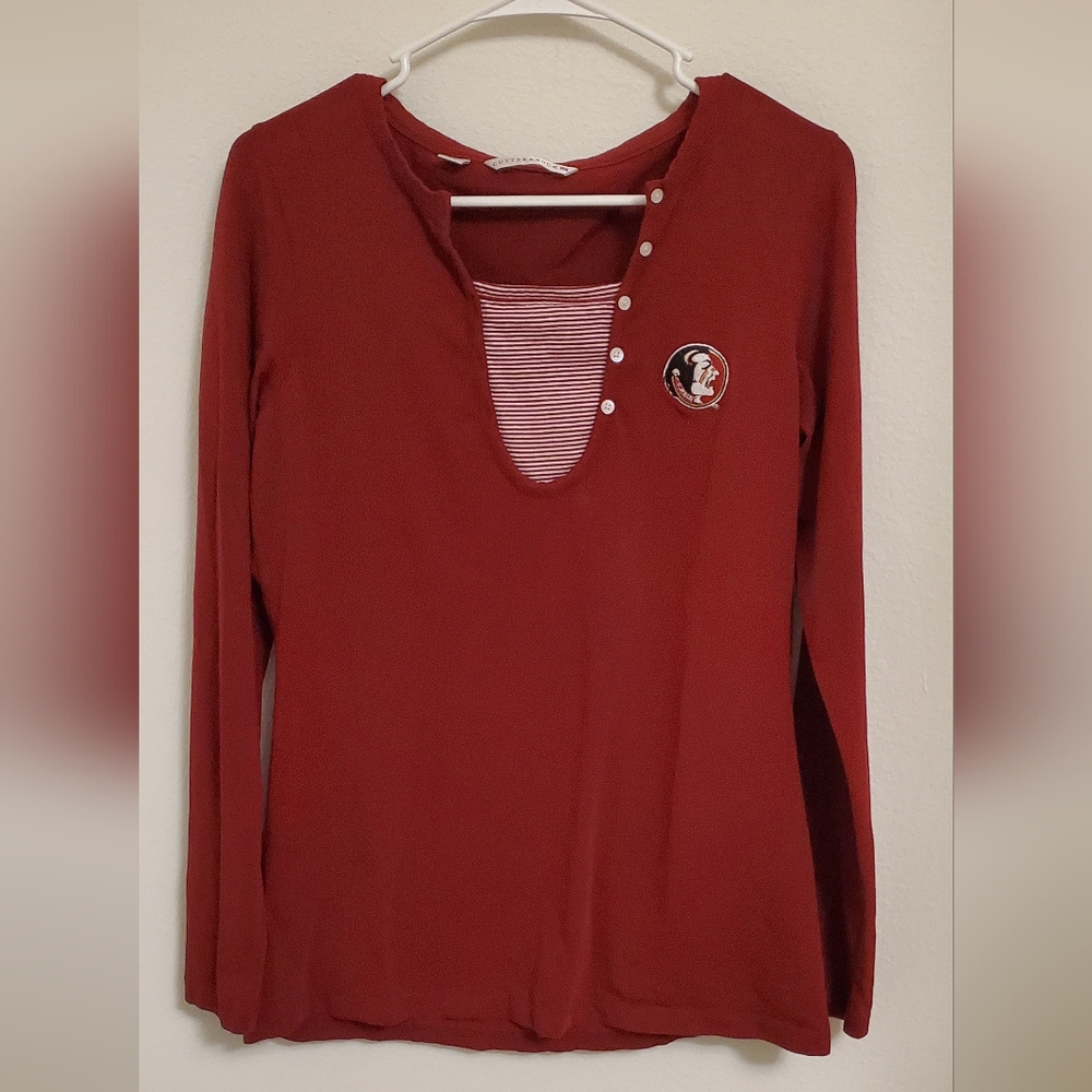 FSU Florida State Cutter & Buck Women's Deep Red Long Sleeve Blouse Size Medium